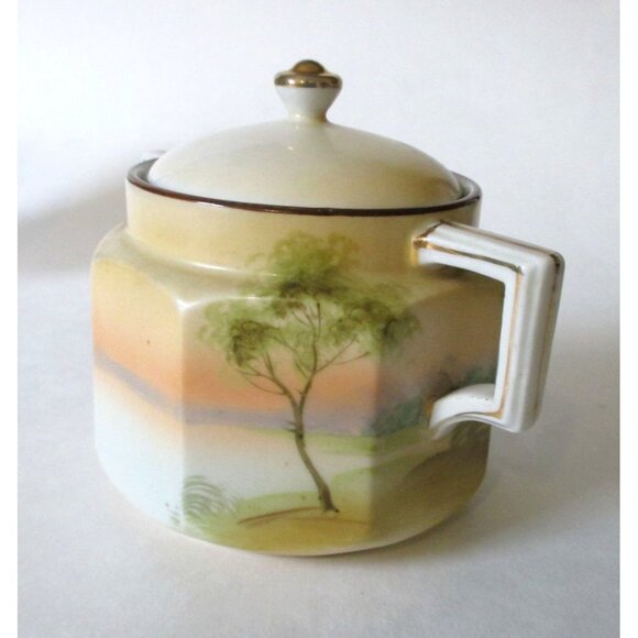 Vintage Nippon China Landscape Windmill Sugar Creamer Set Replacement Dinnerware - Picture 4 of 12